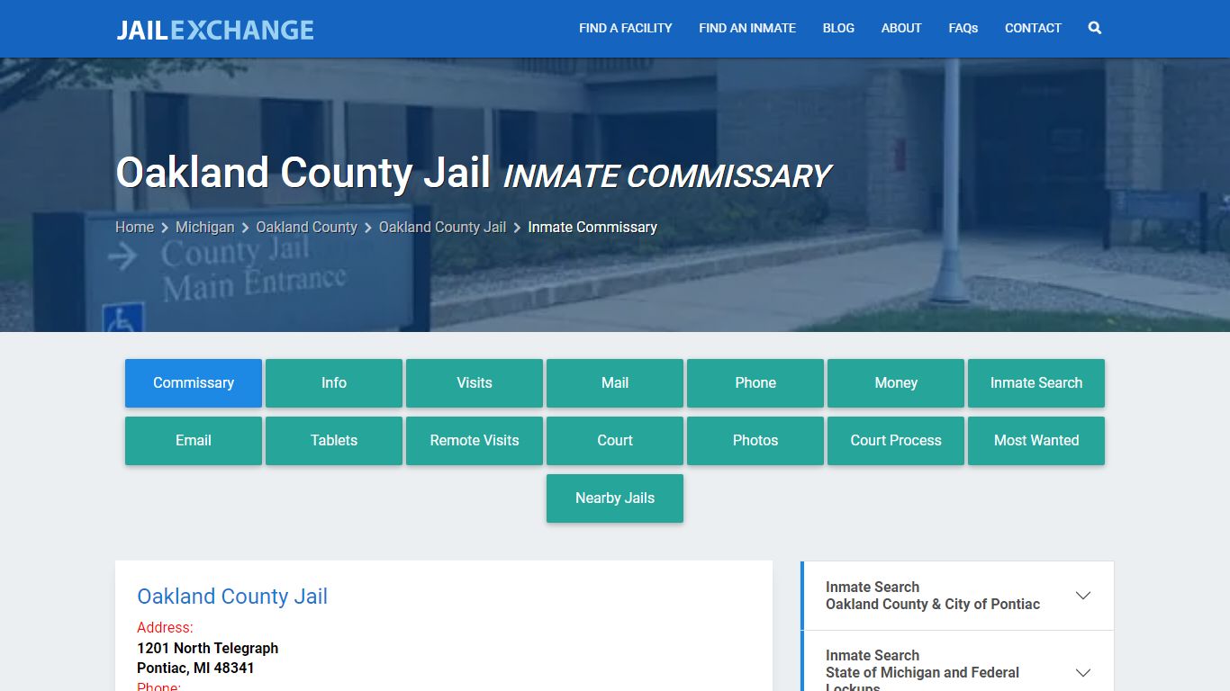 Inmate Commissary, Care Packs - Oakland County Jail, MI